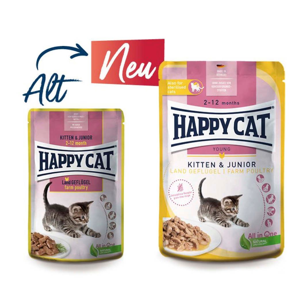 Happy Cat Young Meat in Sauce Kitten & Junior Land Ente Pouch | 20 x 85 g