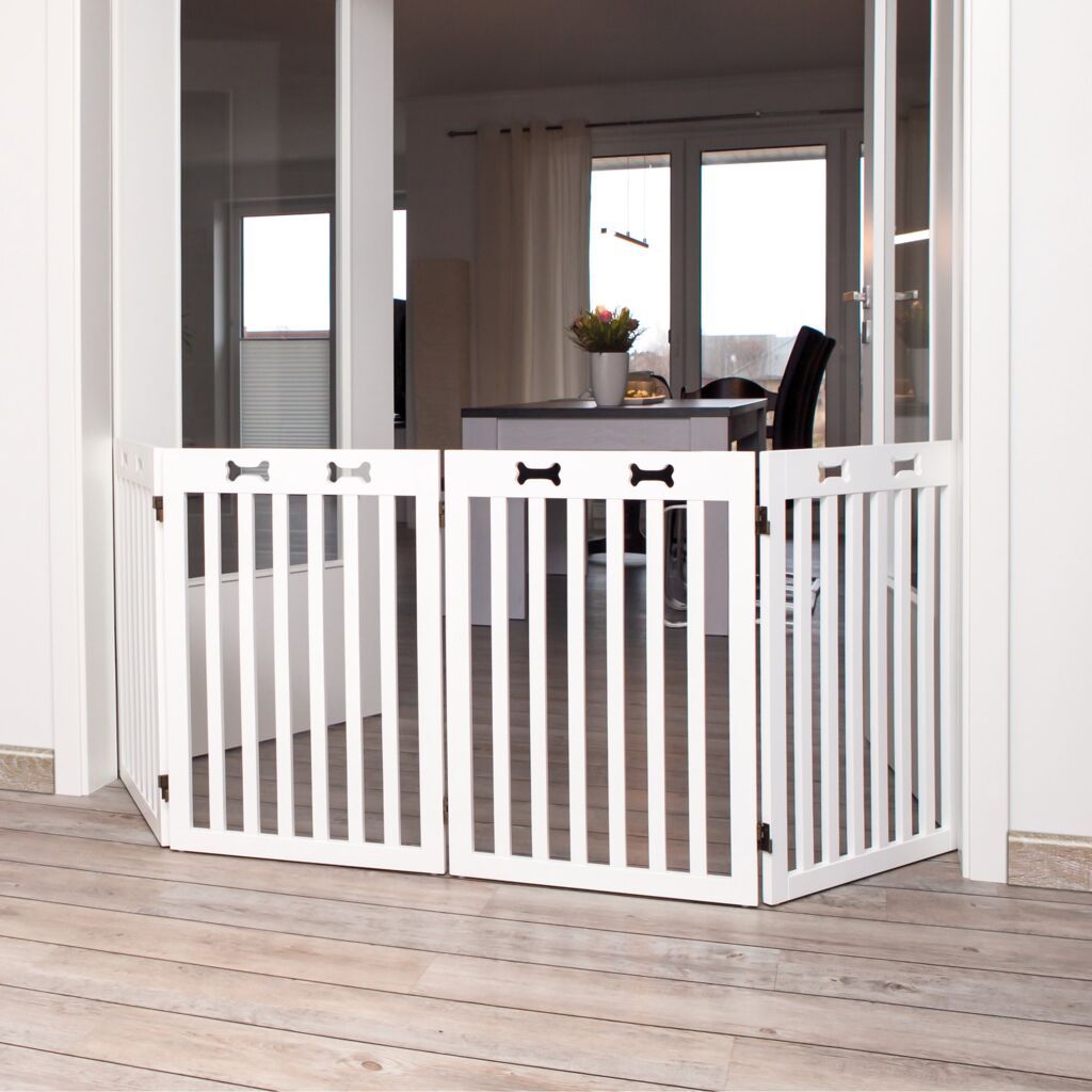 TRIXIE Absperrgitter, MDF, 4-teilig, weiß | 60–160 x 75 cm