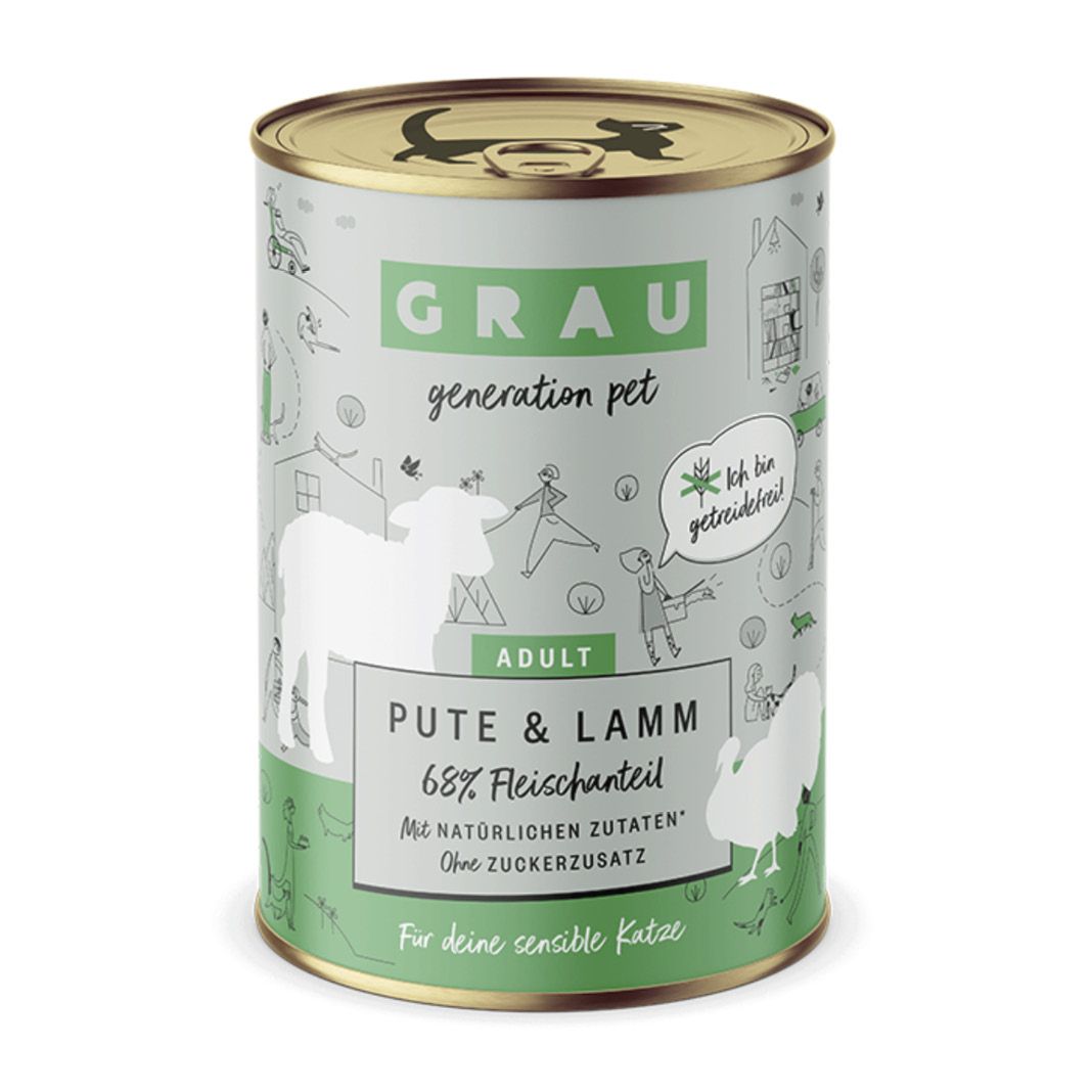 Grau Katze Pute & Lamm | 6 x 400 g