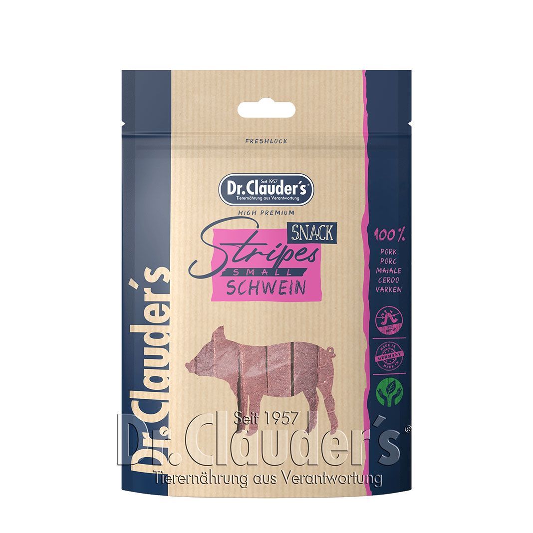Dr. Clauder's Schweinefleisch Stripes Small | 10 x 80 g