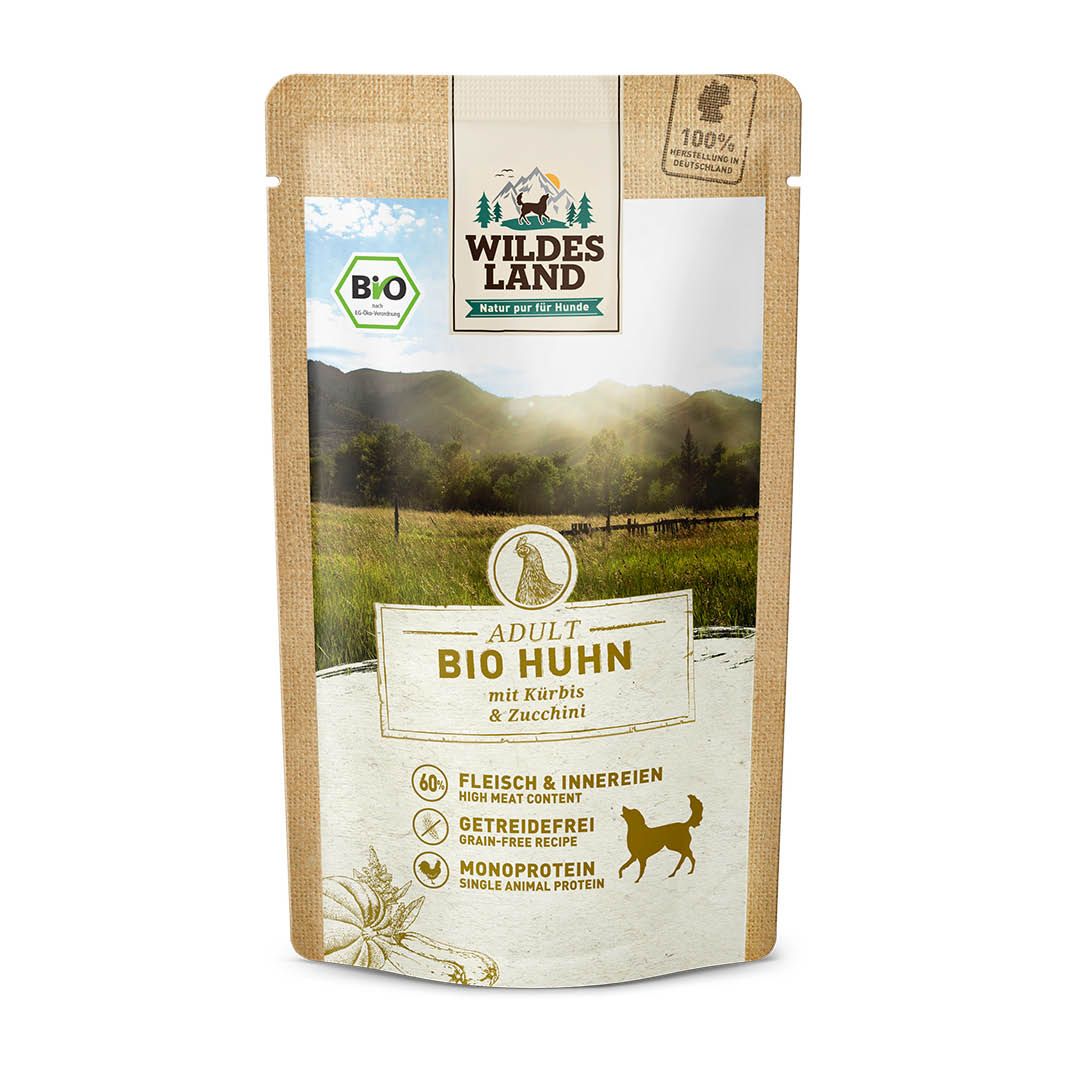 Wildes Land BIO Adult - Rind mit Kartoffeln, Karotten & Zucchini - Pouch | 10 x 125 g
