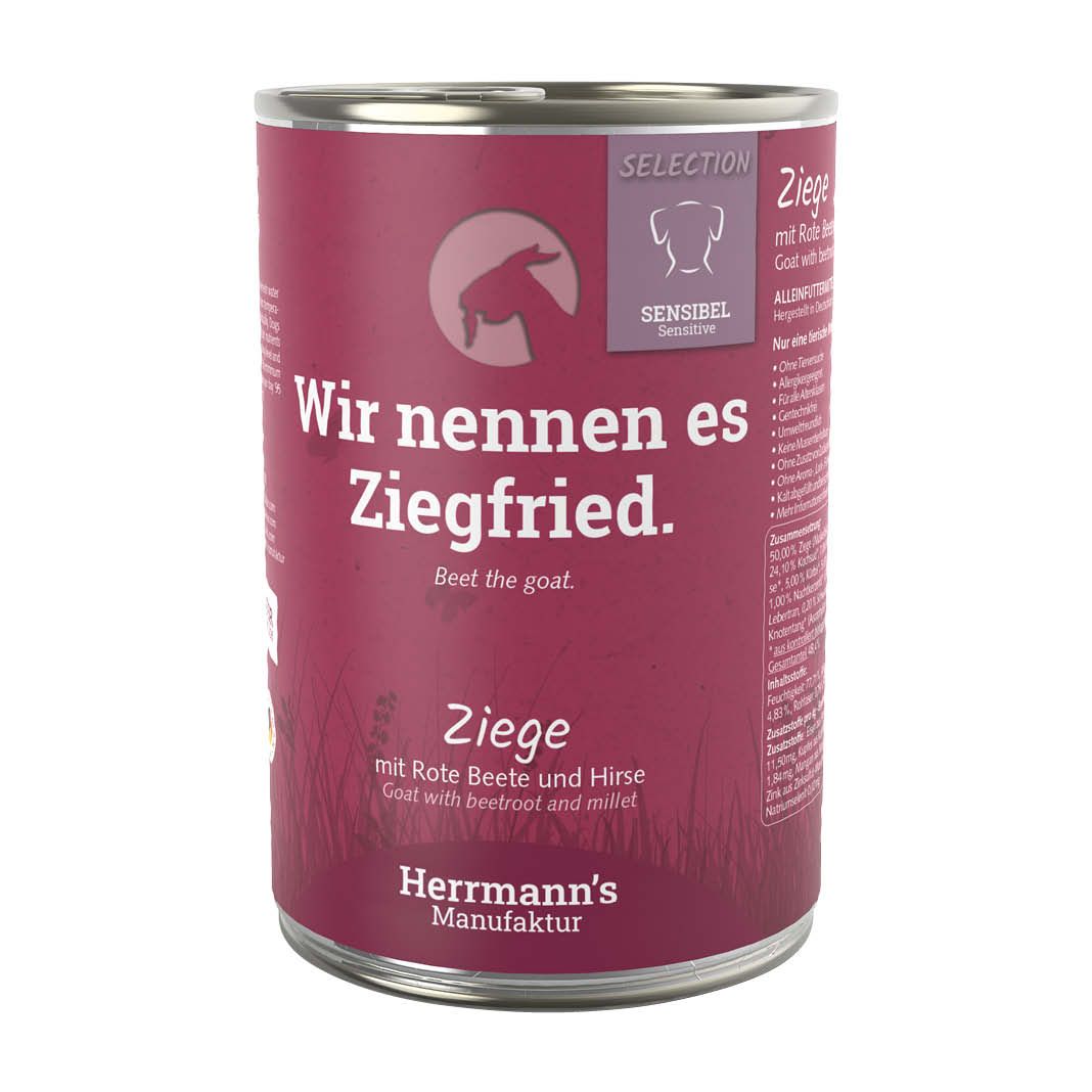 Herrmanns Selection - Sensible - Ziege mit rote Beete und Hirse | 12 x 400 g