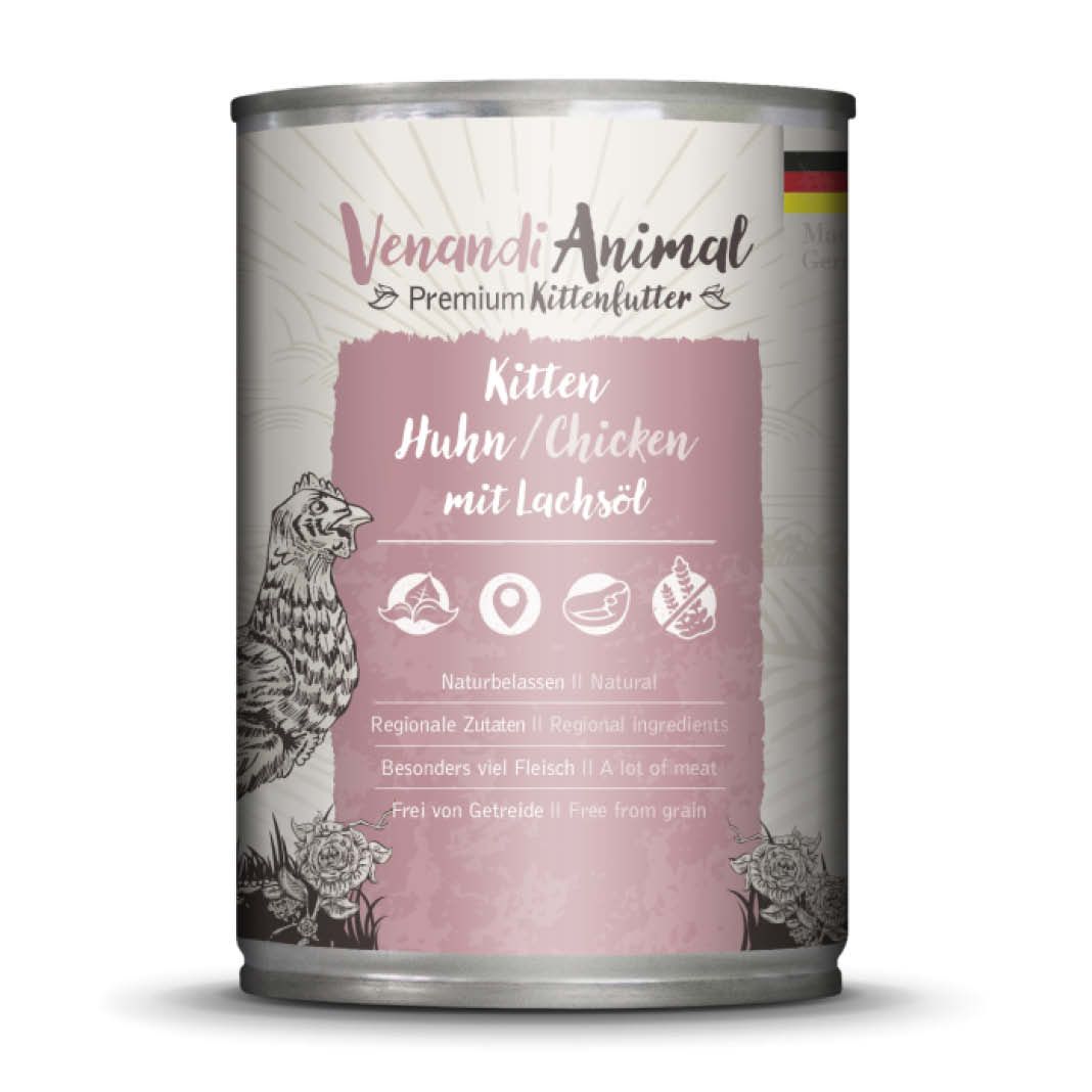 Venandi Animal Kitten - Huhn mit Lachsöl | 6 x 400 g