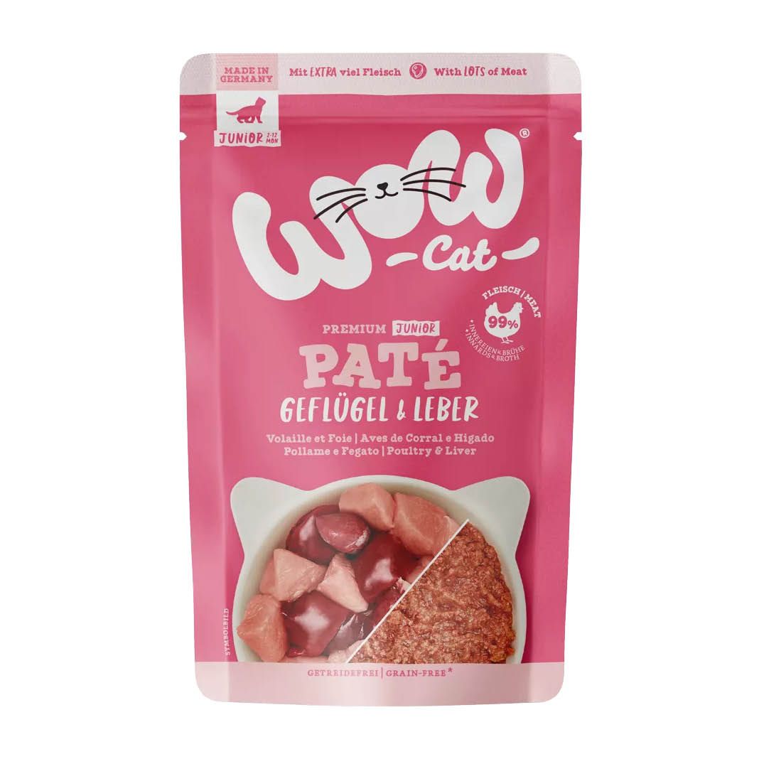 WOW CAT Junior Paté - Geflügel & Leber | 6 x 200 g