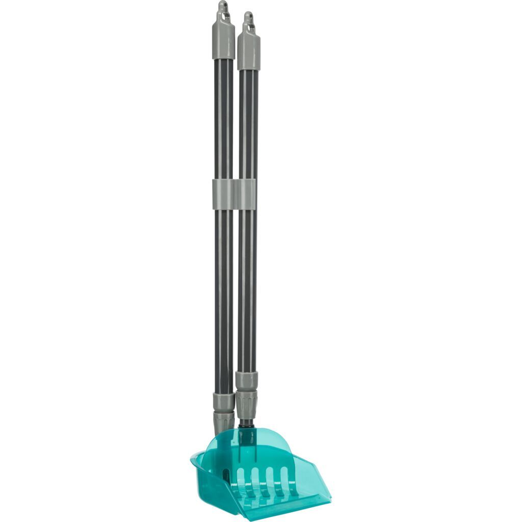 TRIXIE Kehrschaufel mit Harke, grau/blau | 57–102 cm