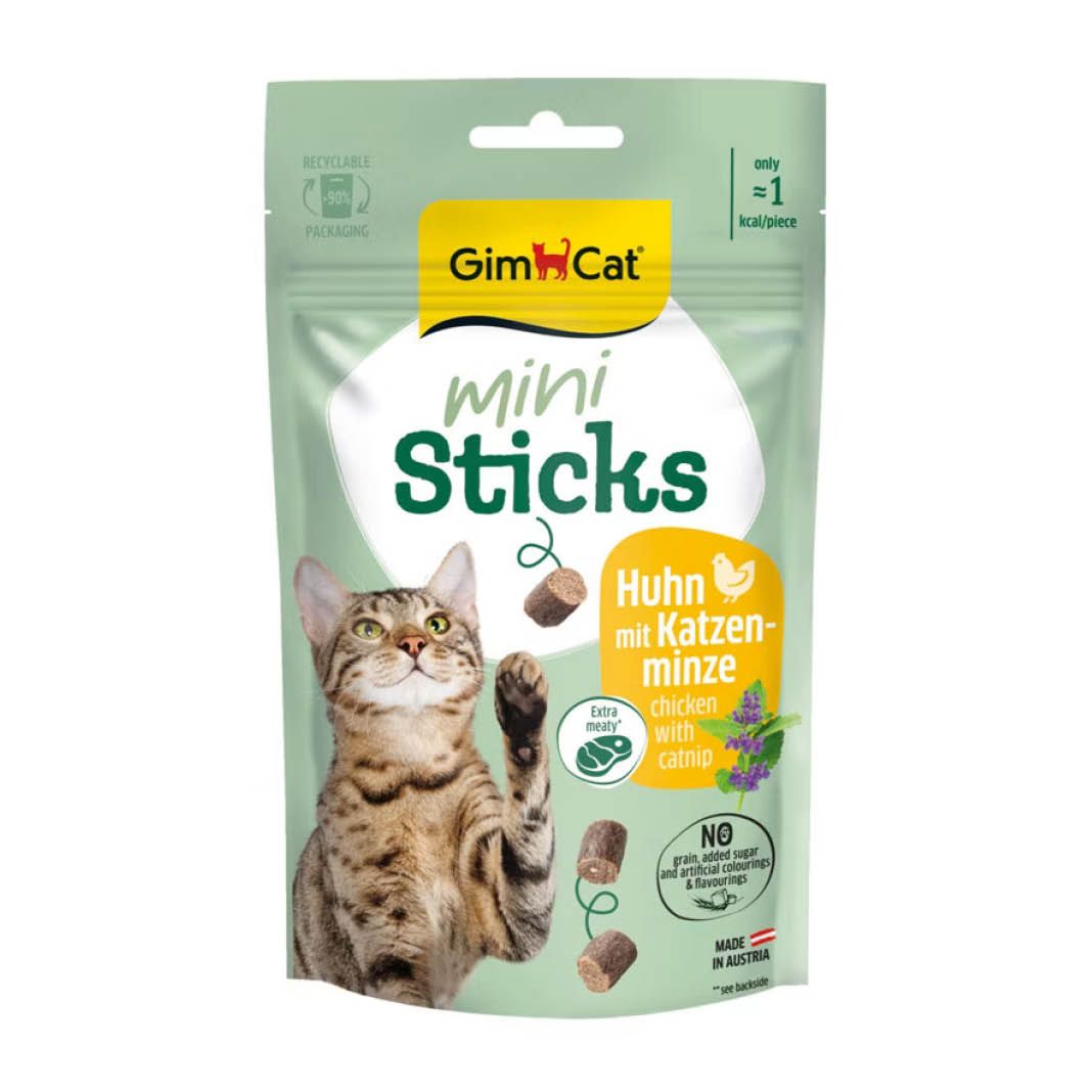 GimCat Mini Sticks Huhn mit Katzenminze | 12 x 50 g