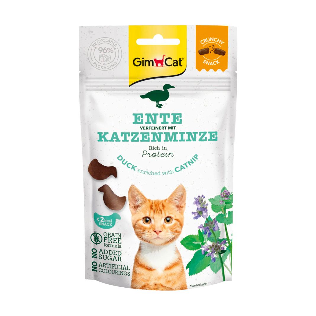 GimCat Crunchy Snacks Ente mit Katzenminze | 12 x 50 g