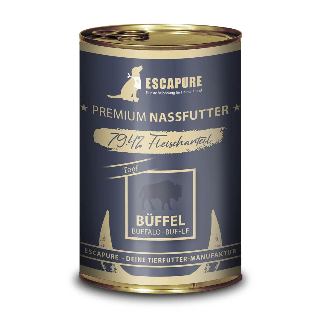 Escapure Nassfutter Dose Büffel Topferl | 6 x 400 g