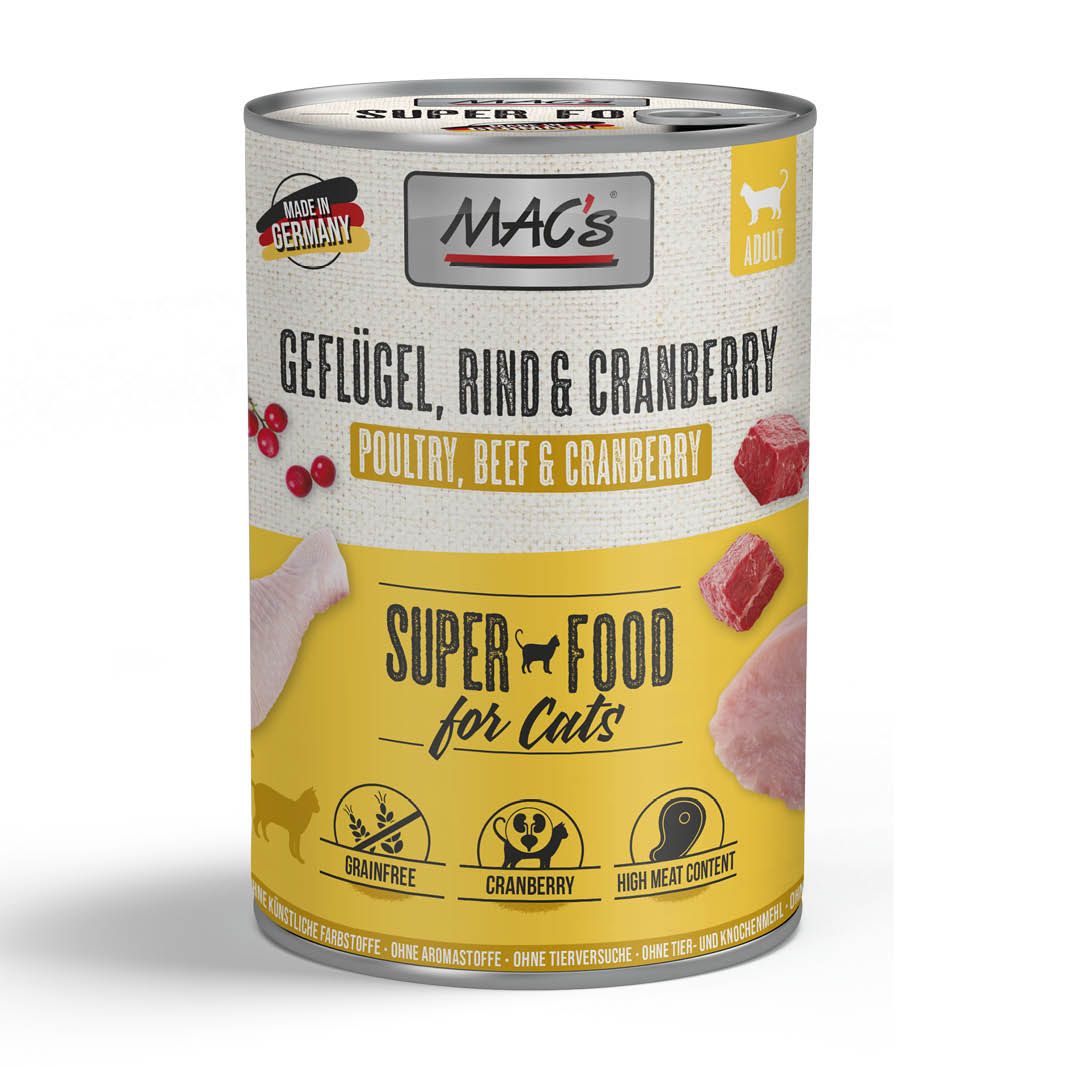 MAC's - Cat - Geflügel, Rind & Cranberry | 12 x 400 g