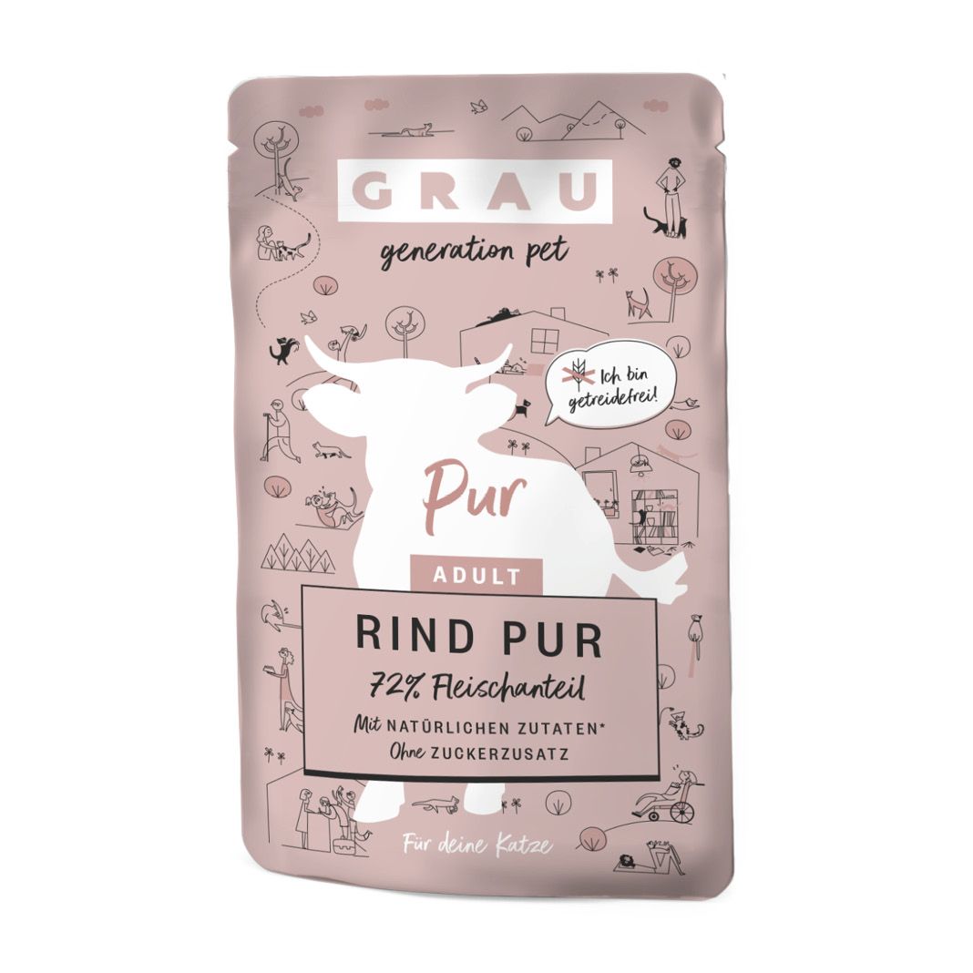 Grau Katze Pouch Beutel Pute & Lamm | 16 x 125 g