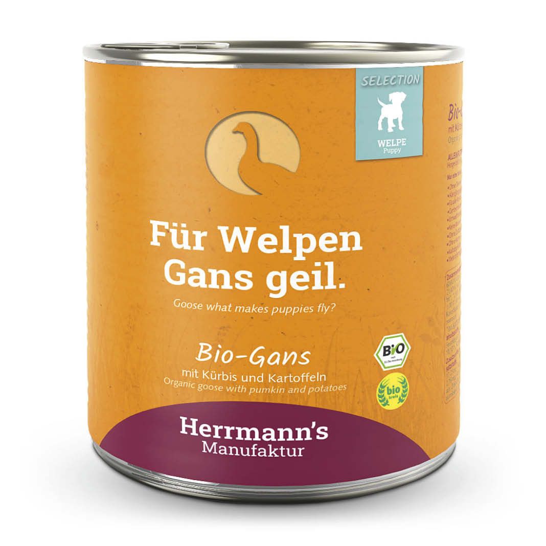 Herrmanns Selection - Welpe - Bio Rind mit Apfel und Haferflocken | 6 x 400 g