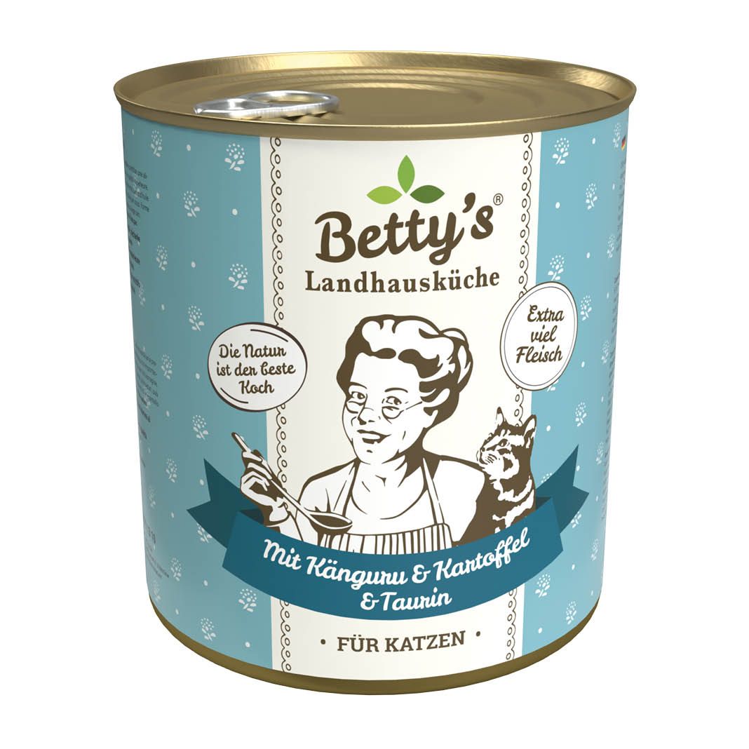 Betty's Landhausküche - Katze - Nassfutter - Känguru & Kartoffel | 6 x 800 g
