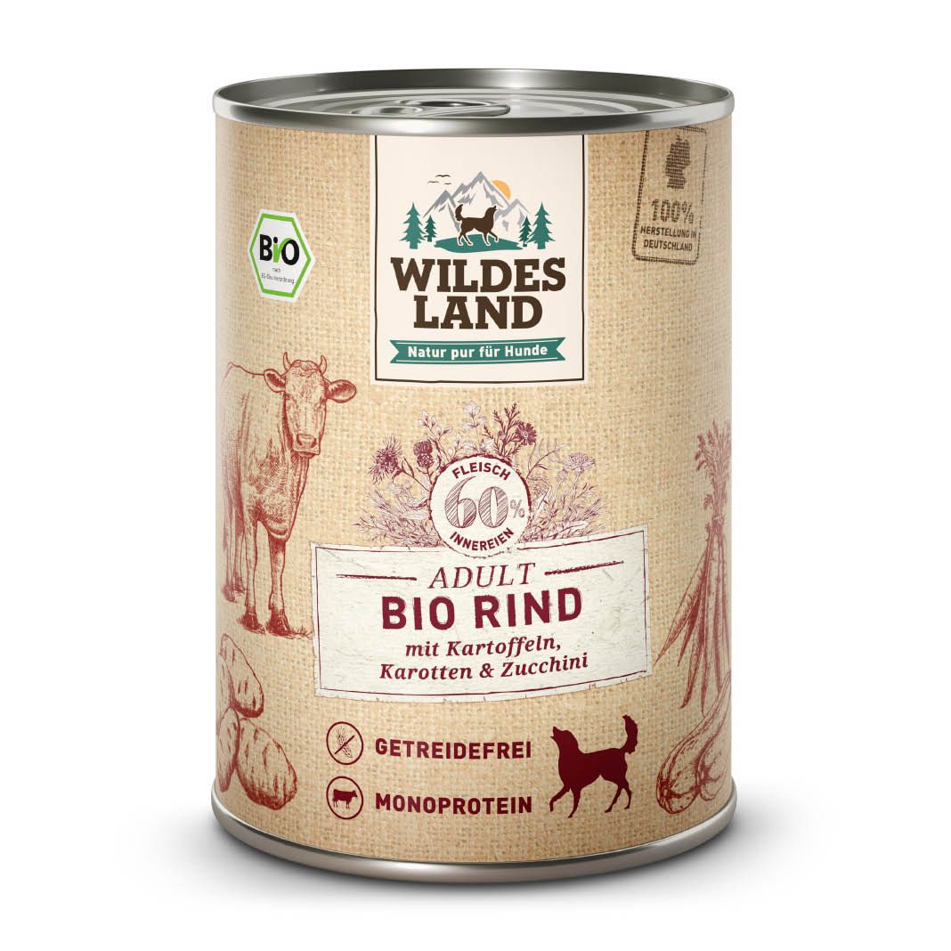 Wildes Land BIO Adult - Rind mit Kartoffeln, Karotten & Zucchini | 6 x 400 g