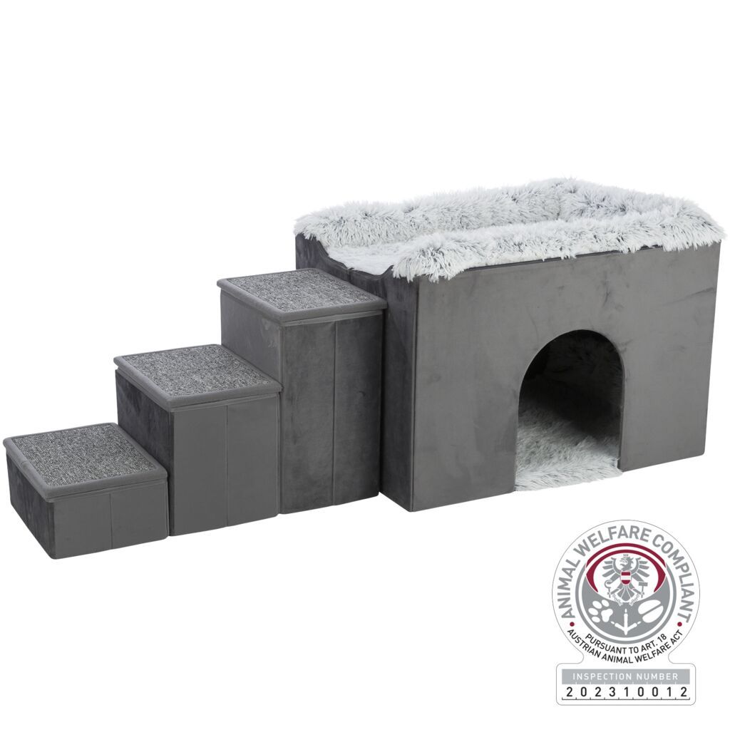 TRIXIE Höhle Harvey mit Treppe, grau/weiß-schwarz