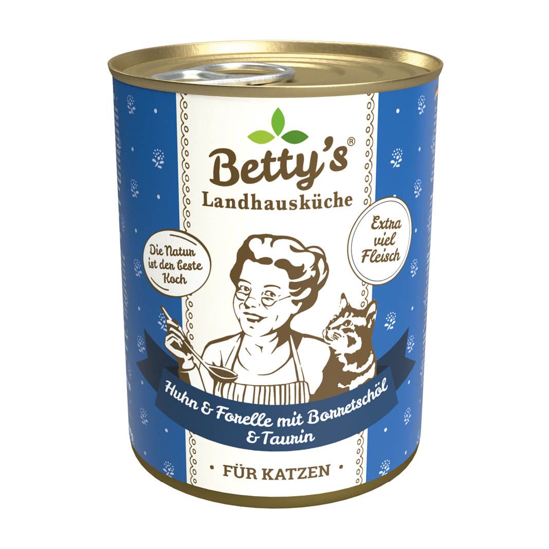 Betty's Landhausküche - Katze - Nassfutter - Huhn & Forelle | 6 x 400 g