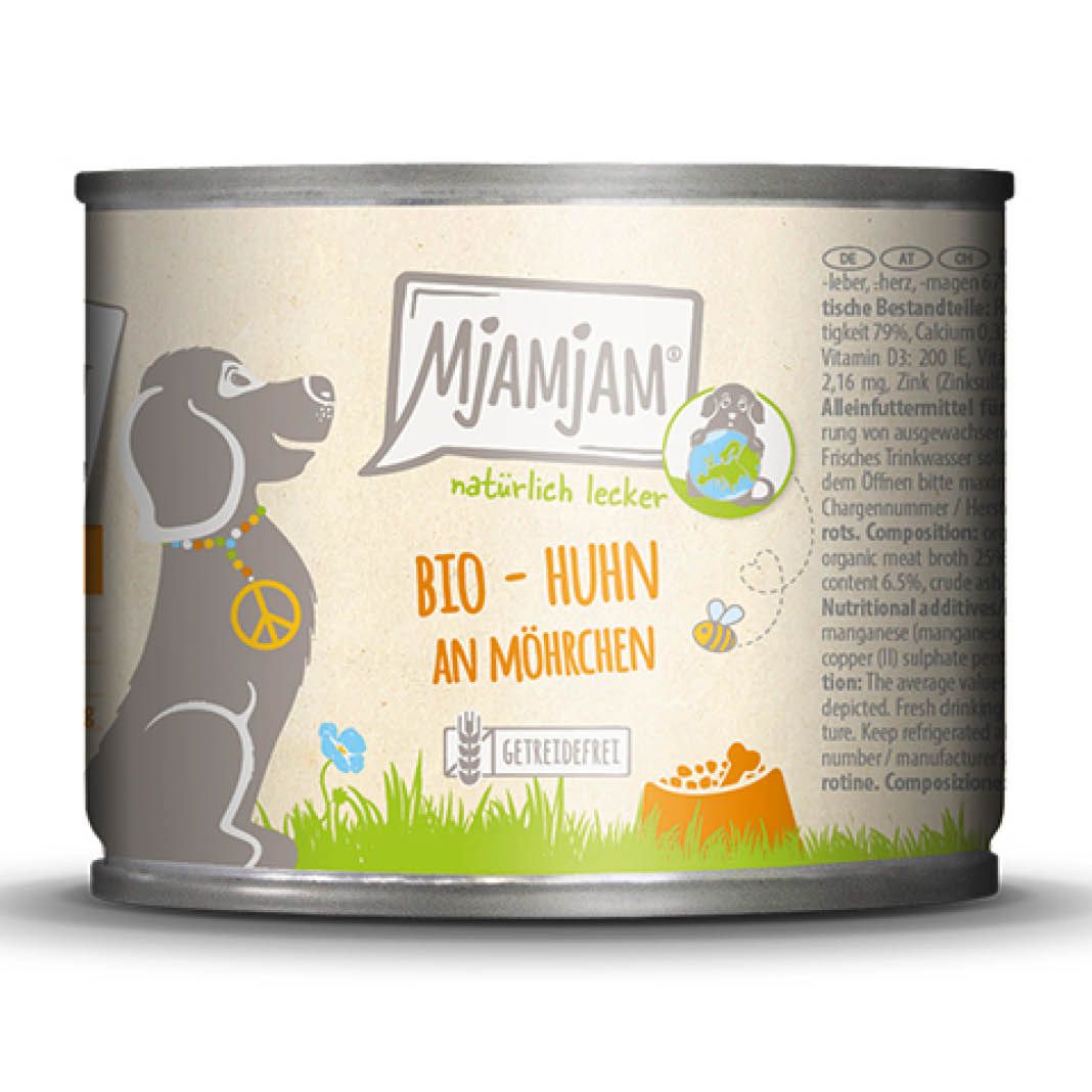 MjAMjAM Dog - Natürlich lecker - BIO Huhn an Möhrchen | 6 x 200 g