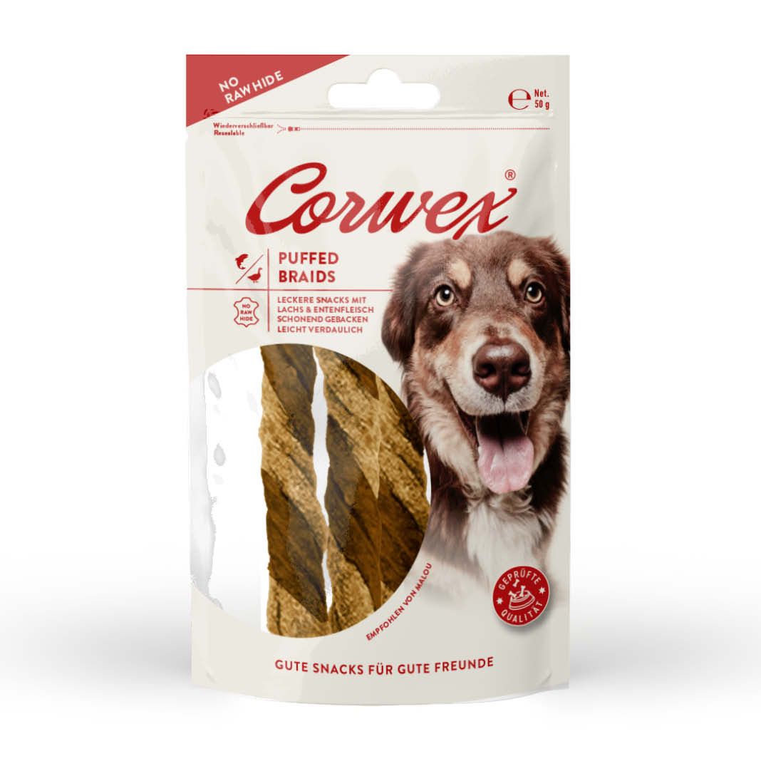 Corwex Puffed Braids - Lachs & Ente | 50 g | 50 g | corw0039