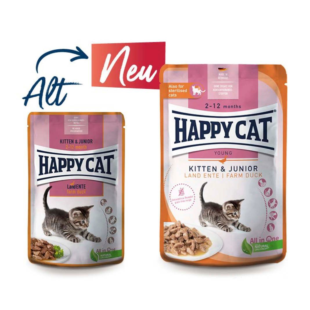 Happy Cat Young Meat in Sauce Kitten & Junior Land Ente Pouch | 20 x 85 g
