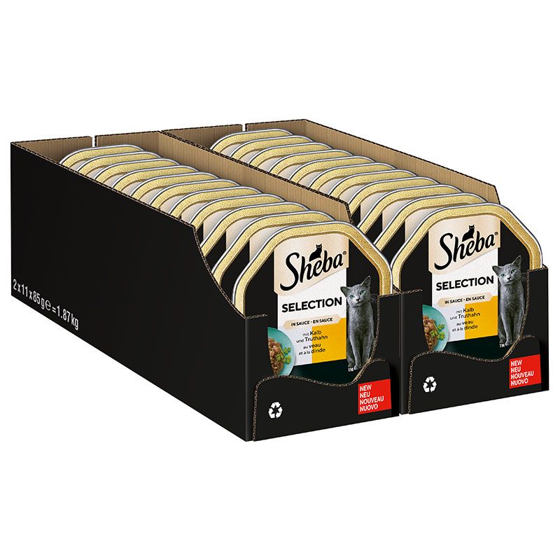 SHEBA® Selection in Sauce mit Kalb und Truthahn | 22 x 85 g