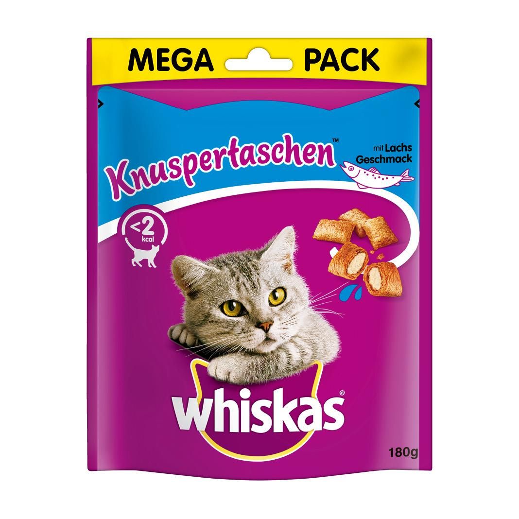 WHISKAS® KNUSPERTASCHEN™ Beutel mit Lachs Geschmack | 4 x 180 g