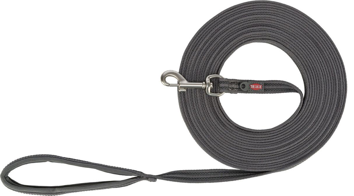 TRIXIE Fusion Schleppleine, gummiert, grafit/papaya, 10m | M–XL: 10 m/17 mm