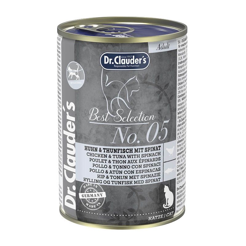 Dr. Clauder's Best Selection Adult No. 5 Huhn & Thunfisch mit Spinat | 6 x 400 g