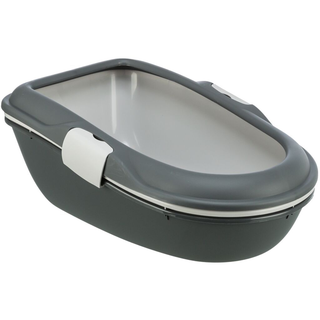TRIXIE Katzentoilette Berto, 3tlg., mit Trennsystem, dunkelgrau/hellgrau | 39 × 22 × 59 cm