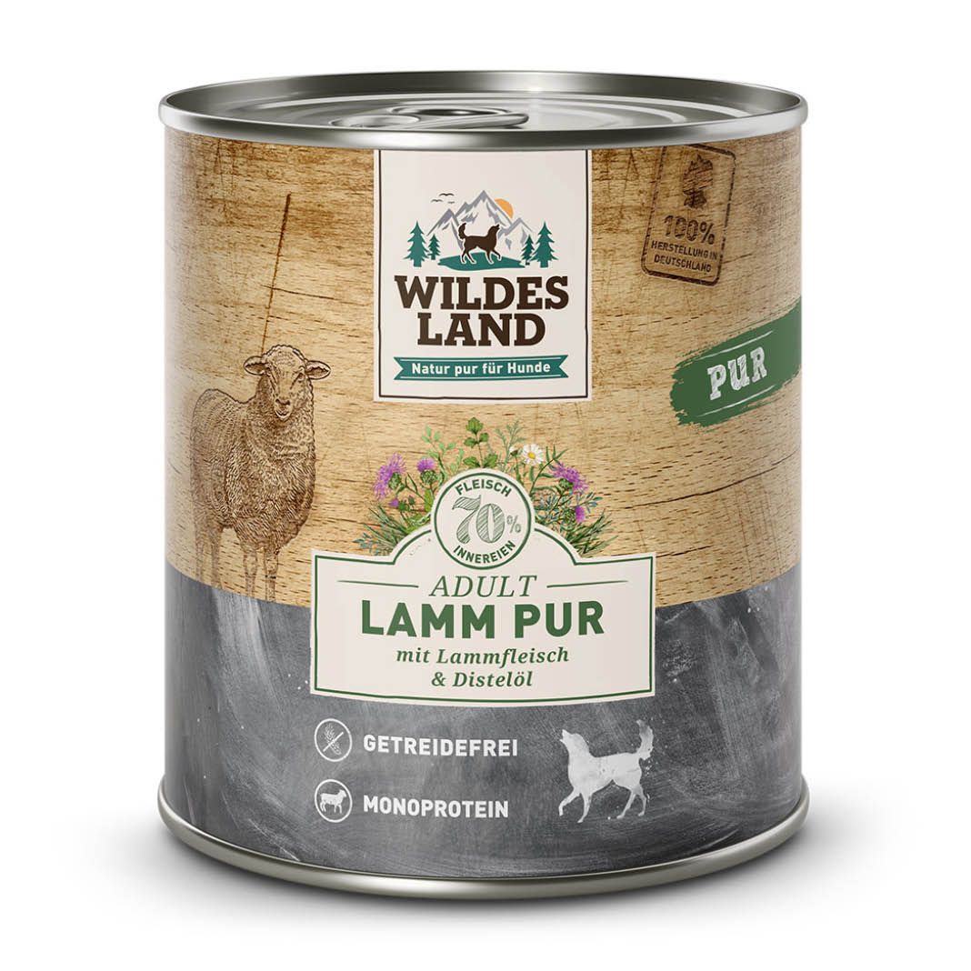Wildes Land PUR Adult - Lamm mit Distelöl | 6 x 800 g