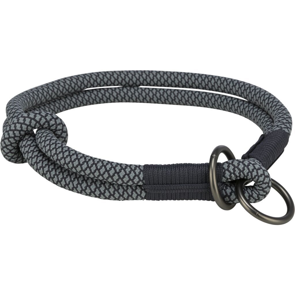 TRIXIE Soft Rope Zug-Stopp-Halsband, schwarz/grau | L: 50 cm/ø 13 mm