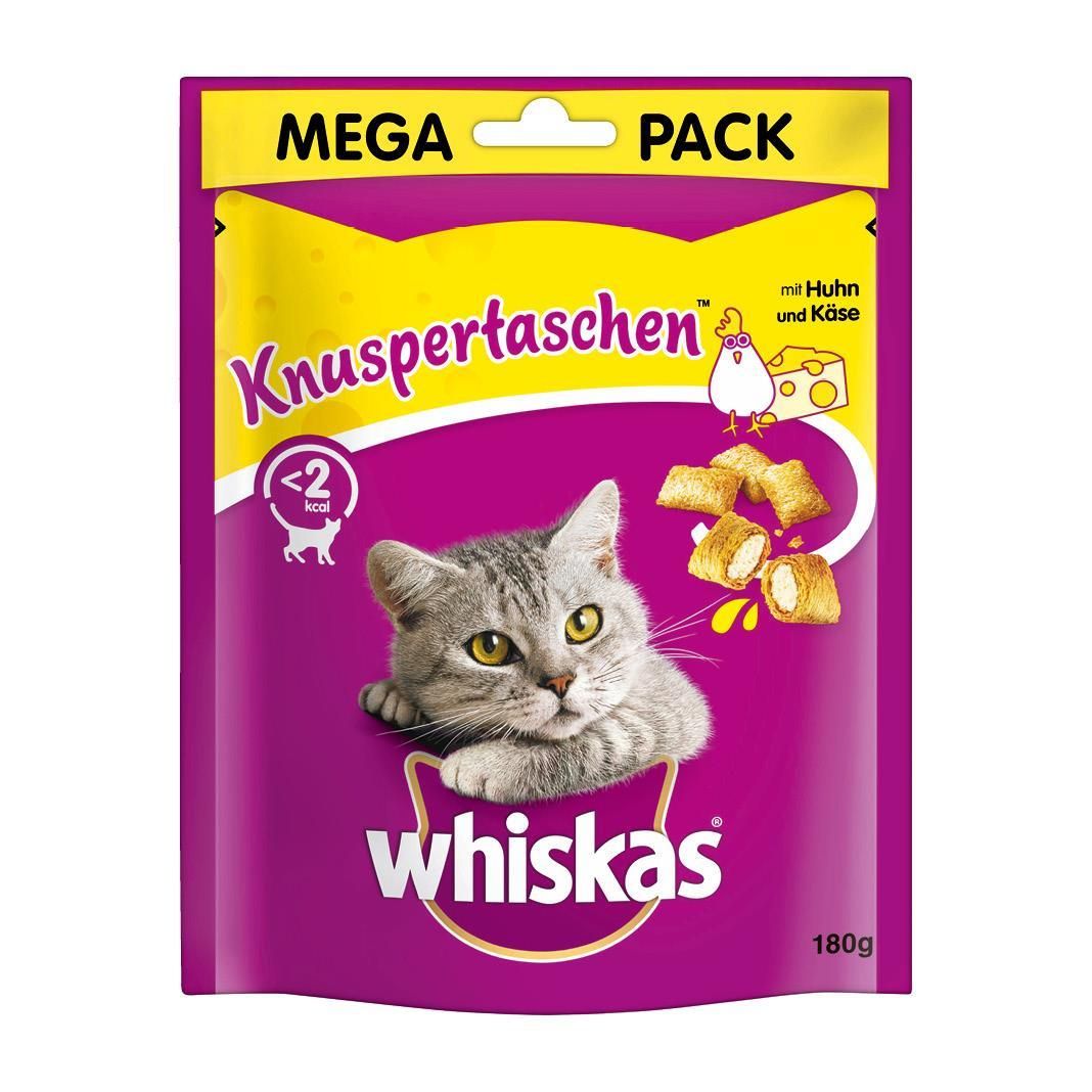 WHISKAS® KNUSPERTASCHEN™ Beutel mit Huhn und Käse | 180 g