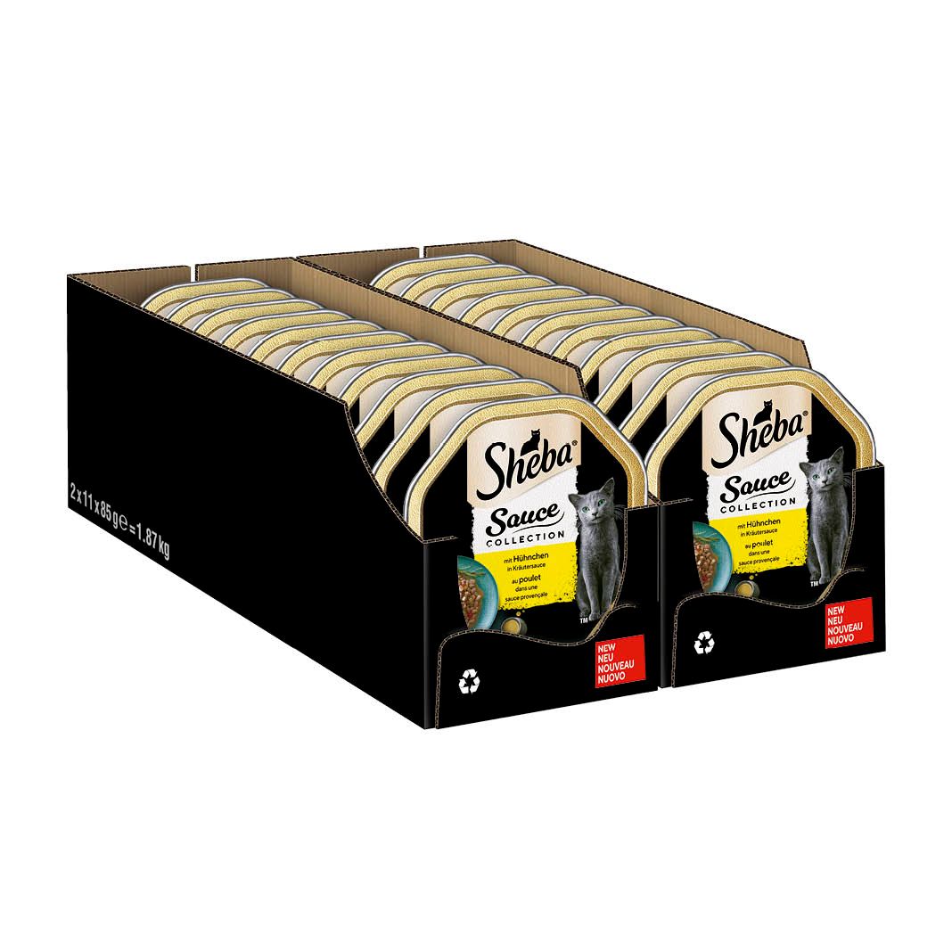 SHEBA® Sauce Collection mit Hühnchen in Kräutersauce | 22 x 85 g