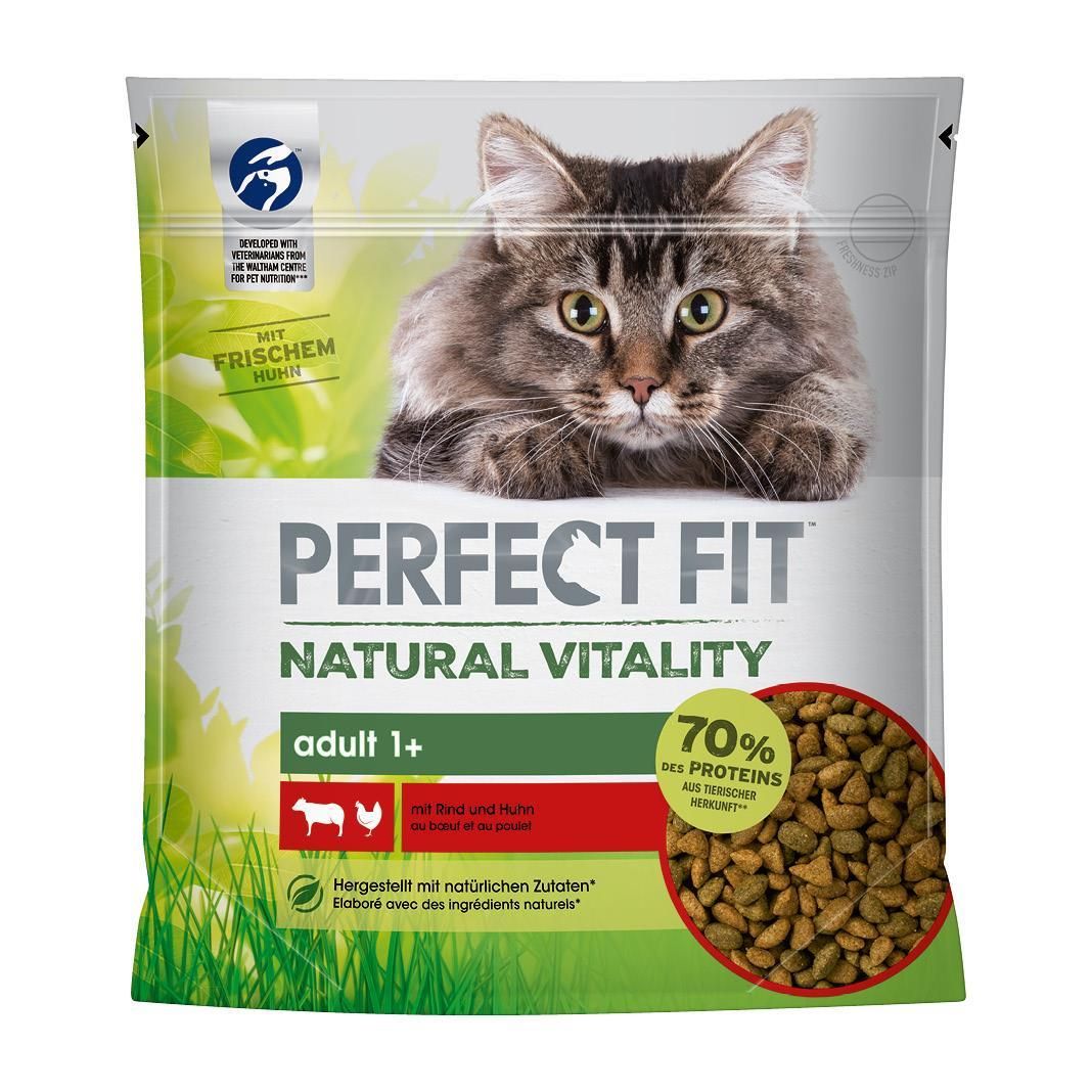 PERFECT FIT™ Katze Beutel Natural Vitality Adult 1+ mit Rind und Huhn | 6 x 650 g