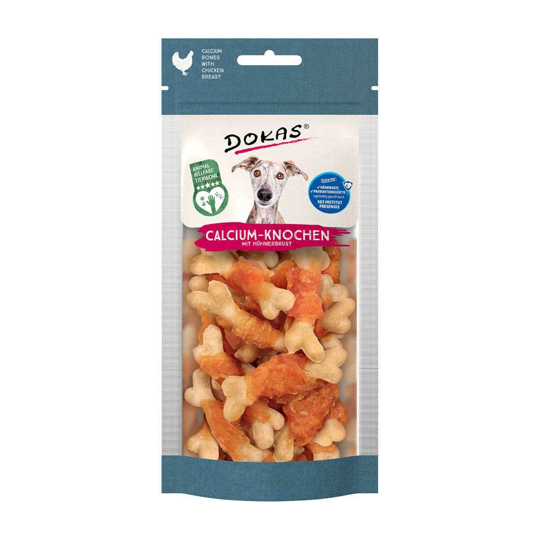 Dokas Calcium-Knochen mit Hühnerbrust - Tierwohl Haltung | 11 x 75 g