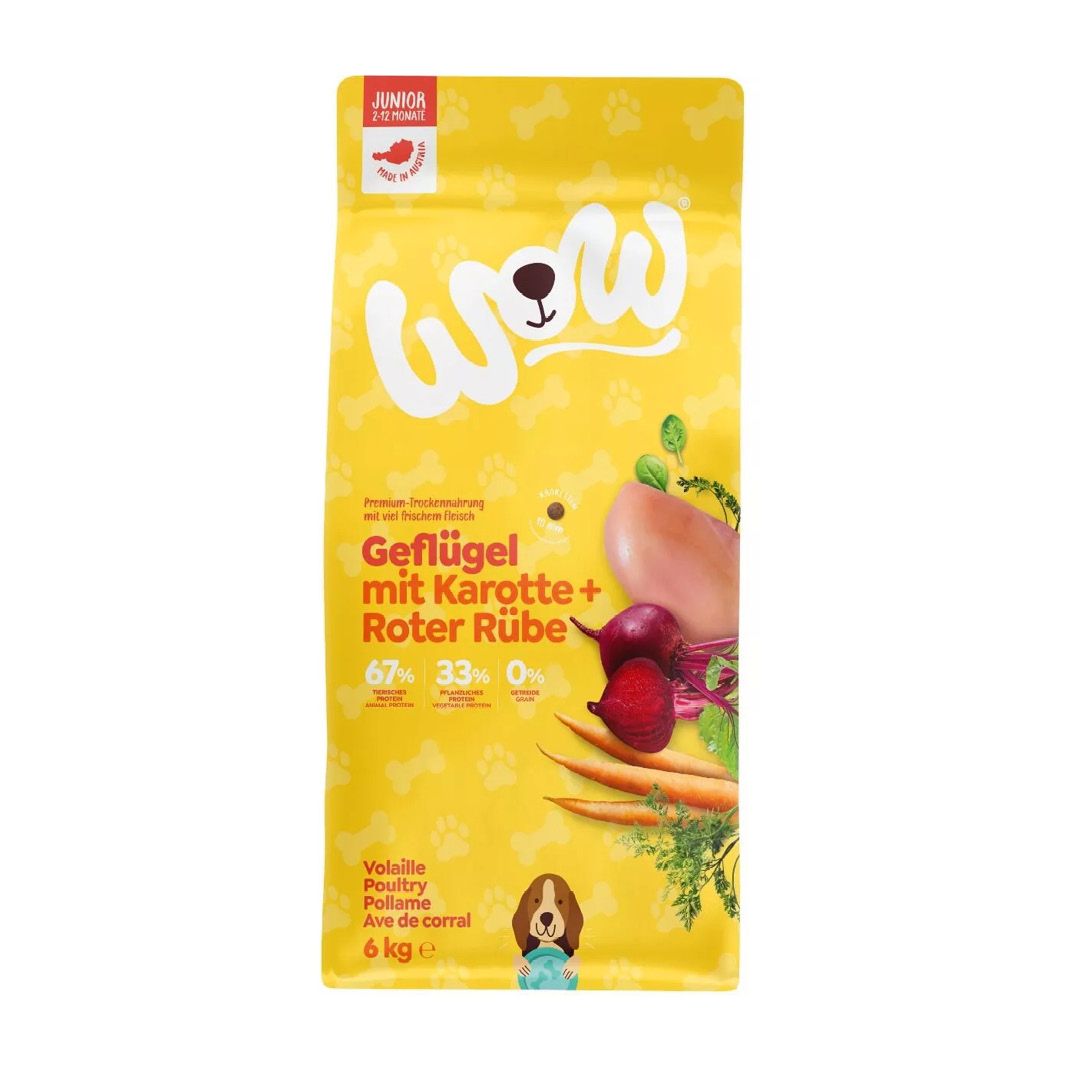WOW JUNIOR Geflügel mit Karotte und roter Rübe | 2 x 12 kg