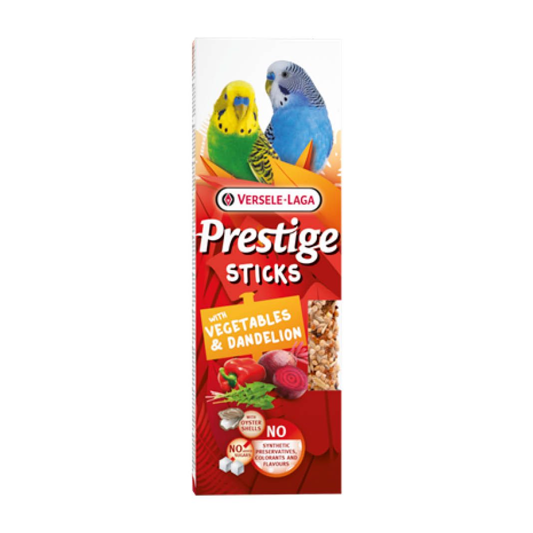 Versele Laga Prestige Sticks Kleinsittiche mit Gemüse & Löwenzahn - 20 Stück | 10 x 60 g