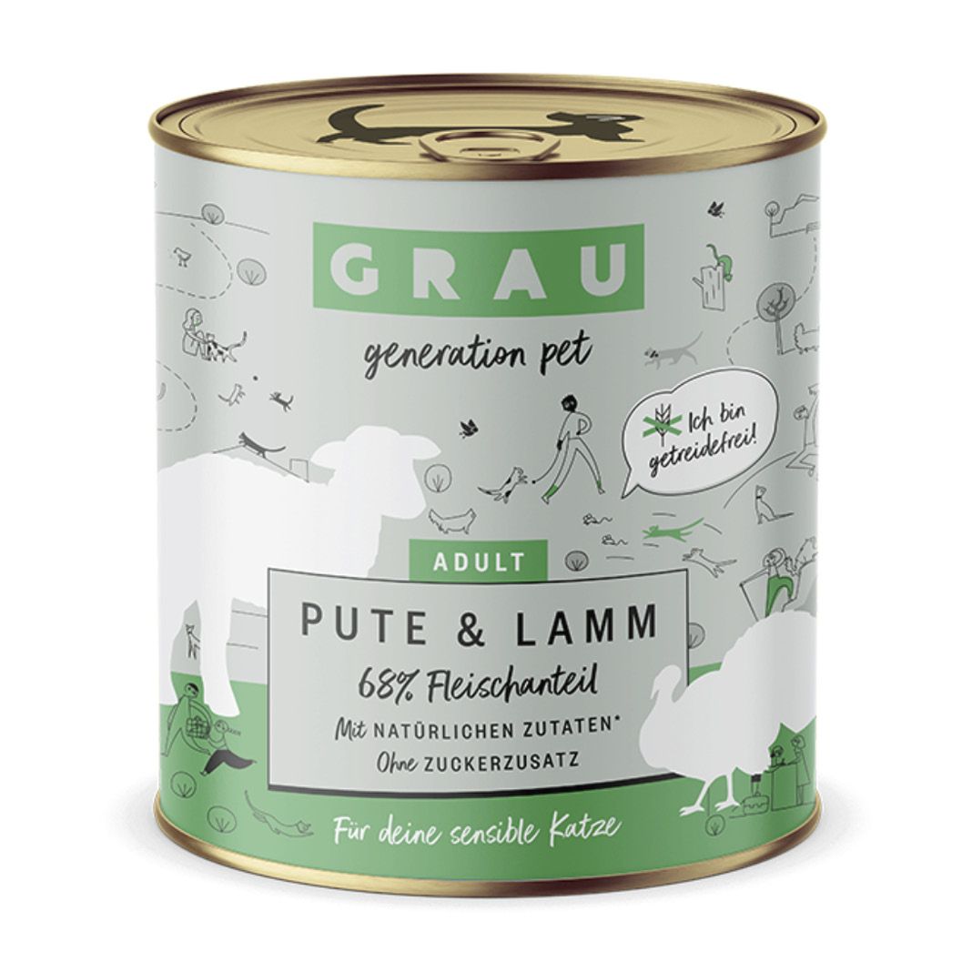 Grau Katze Pute & Lamm | 6 x 800 g