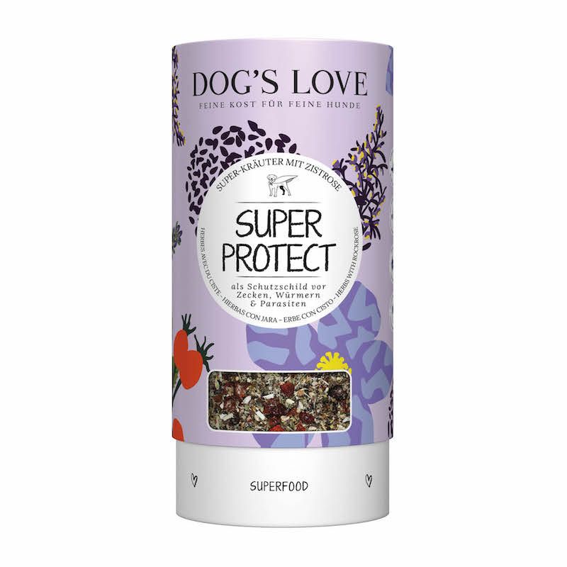DOG'S LOVE KRÄUTER Super-Protect gegen Zecken, Flöhe & Würmer | 4 x 90 g