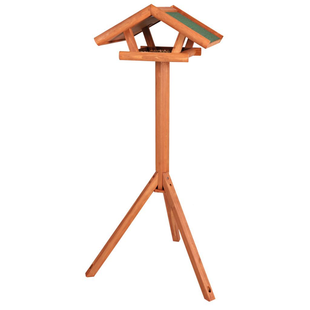 TRIXIE natura Futterhaus mit Ständer, Kiefernholz, braun | 46 x 22 x 44 cm