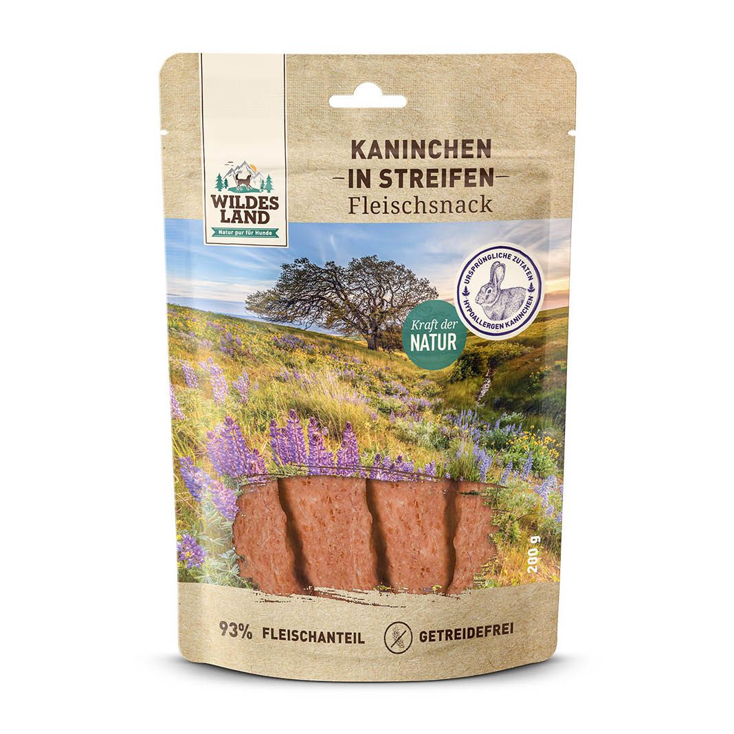 Wildes Land Fleischsnacks - Kaninchenfleisch in Streifen | 200 g