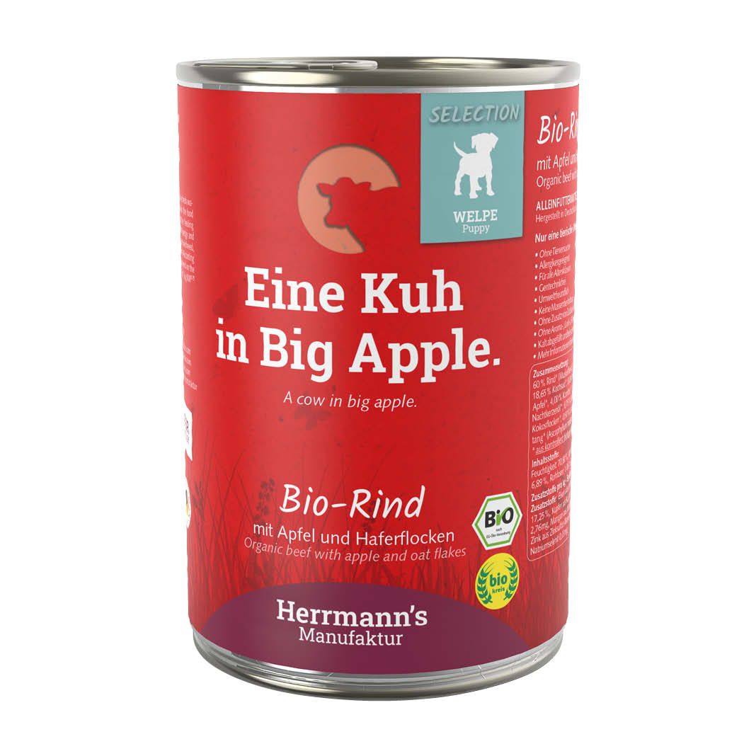 Herrmanns Selection - Welpe - Bio Rind mit Apfel und Haferflocken | 6 x 400 g