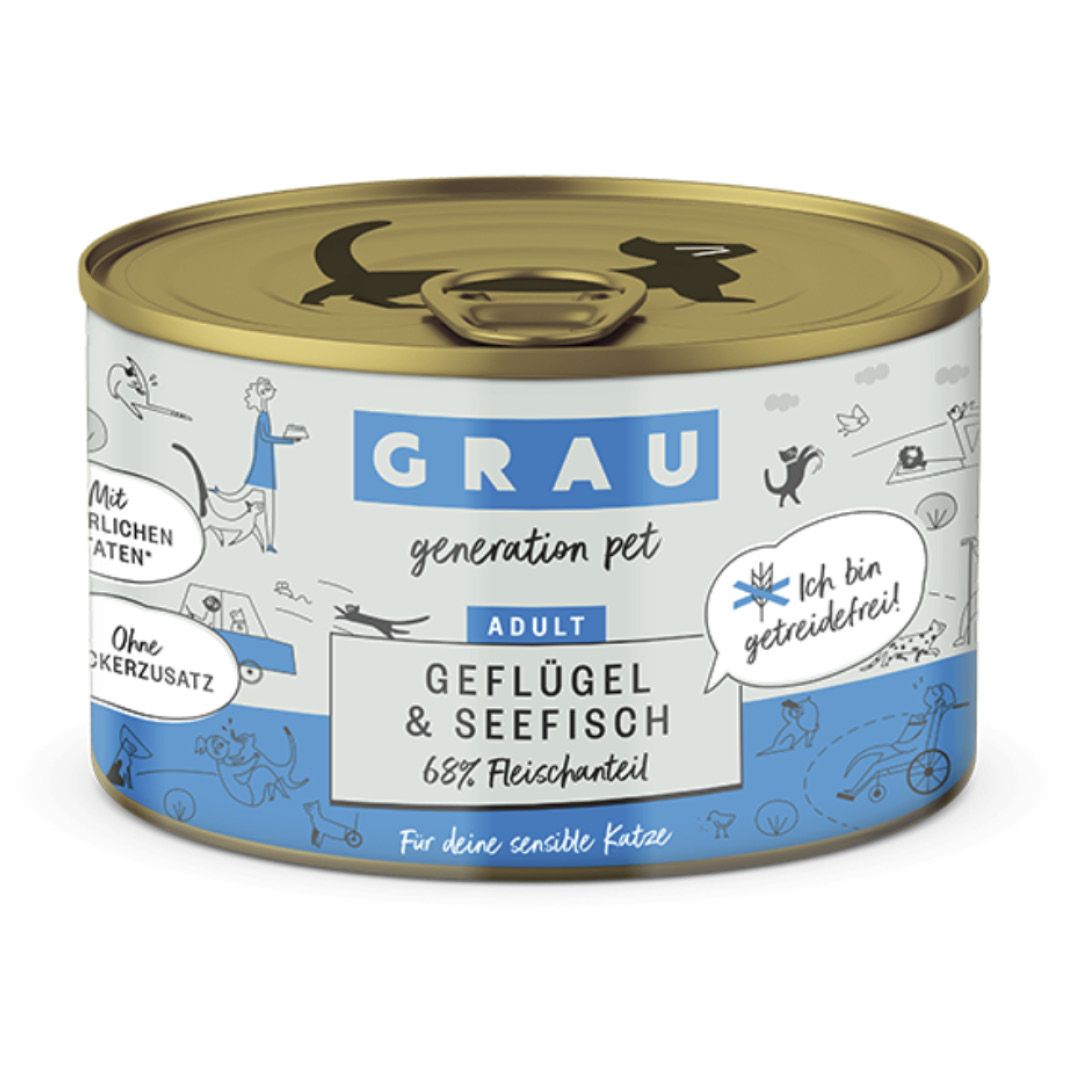 Grau Katze Huhn & Putenherzen | 6 x 800 g
