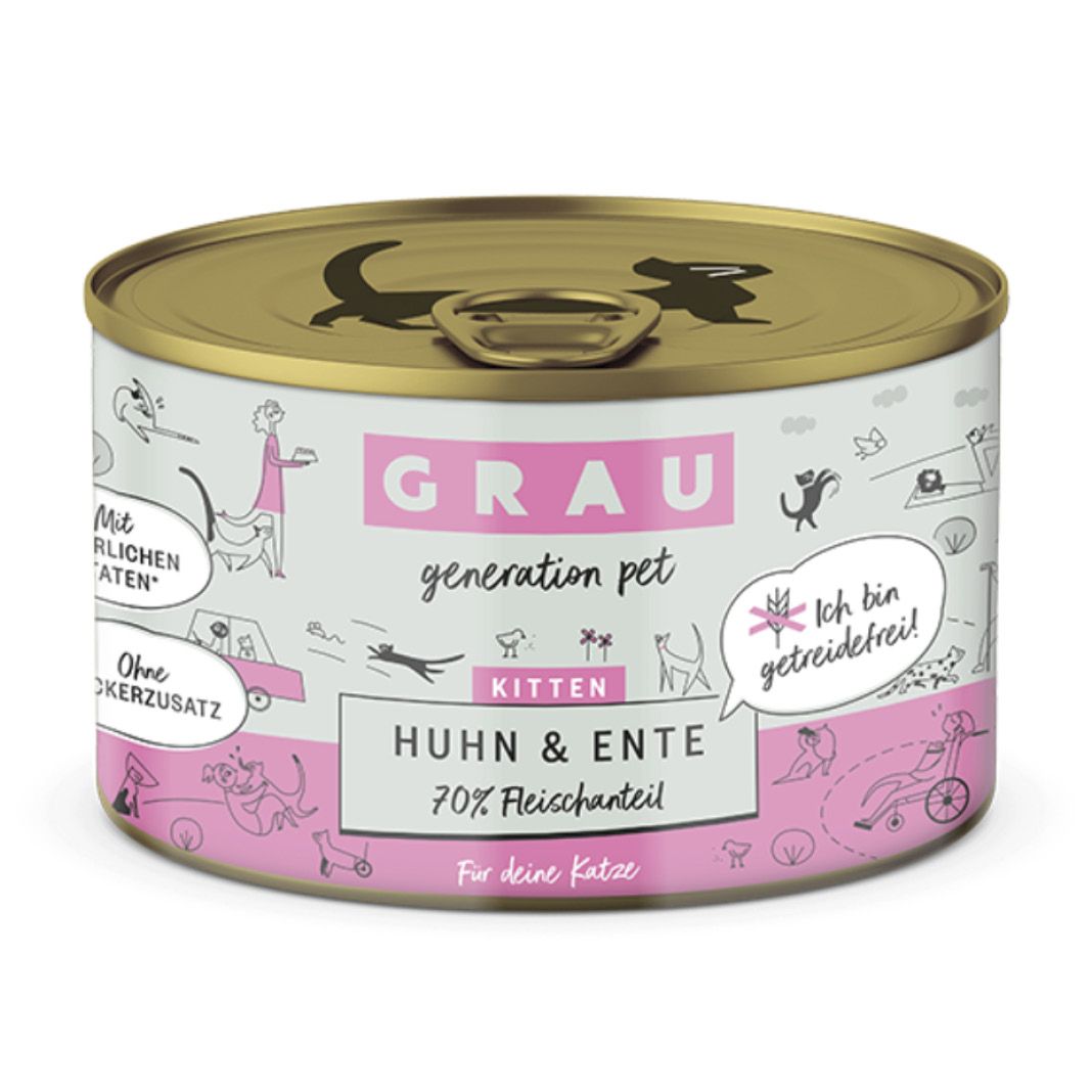 Grau Katze Huhn & Putenherzen | 6 x 800 g