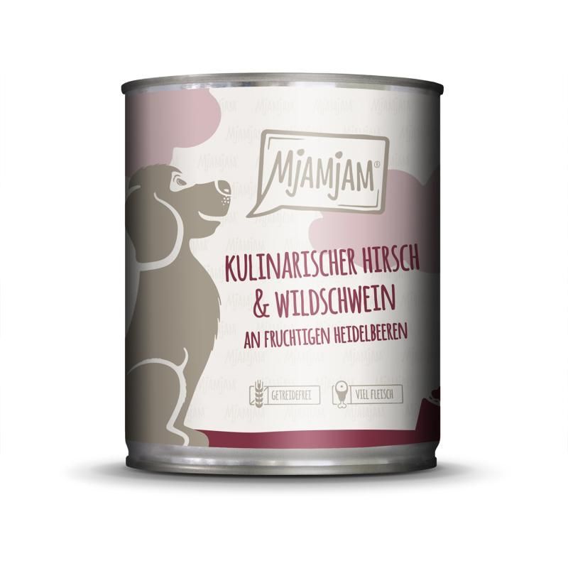 MjAMjAM Dog - Kulinarischer Hirsch & Wildschwein an Preiselbeeren | 6 x 800 g