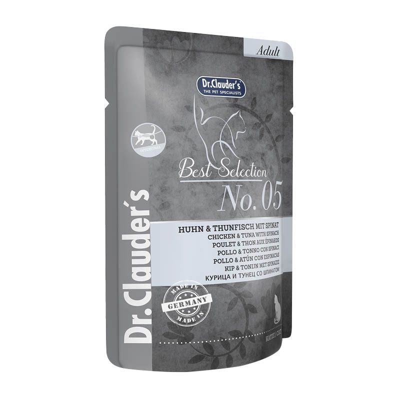 Dr. Clauder's Best Selection Adult No. 5 Huhn & Thunfisch mit Spinat Pouch | 16 x 85 g