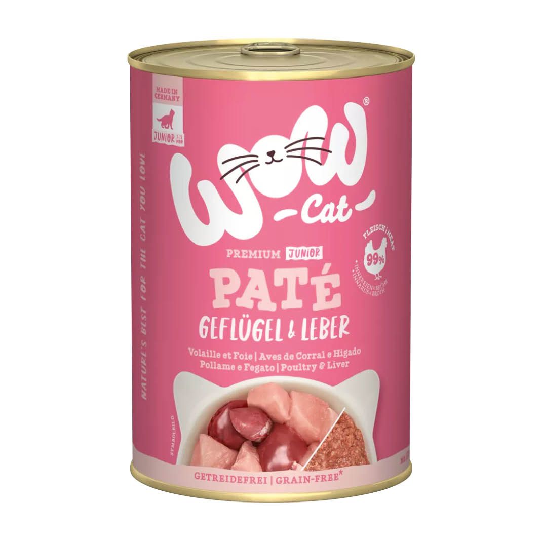 WOW CAT Junior Paté - Geflügel & Leber | 6 x 200 g