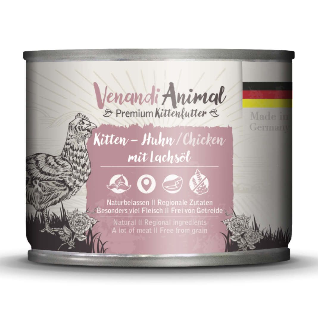 Venandi Animal Kitten - Huhn mit Lachsöl | 6 x 200 g
