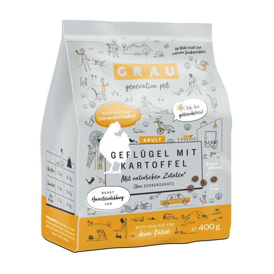 Grau Katze Geflügel mit Kartoffel | 400 g