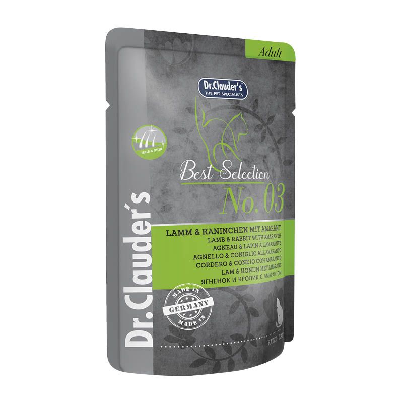 Dr. Clauder's Best Selection Adult No. 3 Lamm & Kaninchen mit Amaranth Pouch | 16 x 85 g