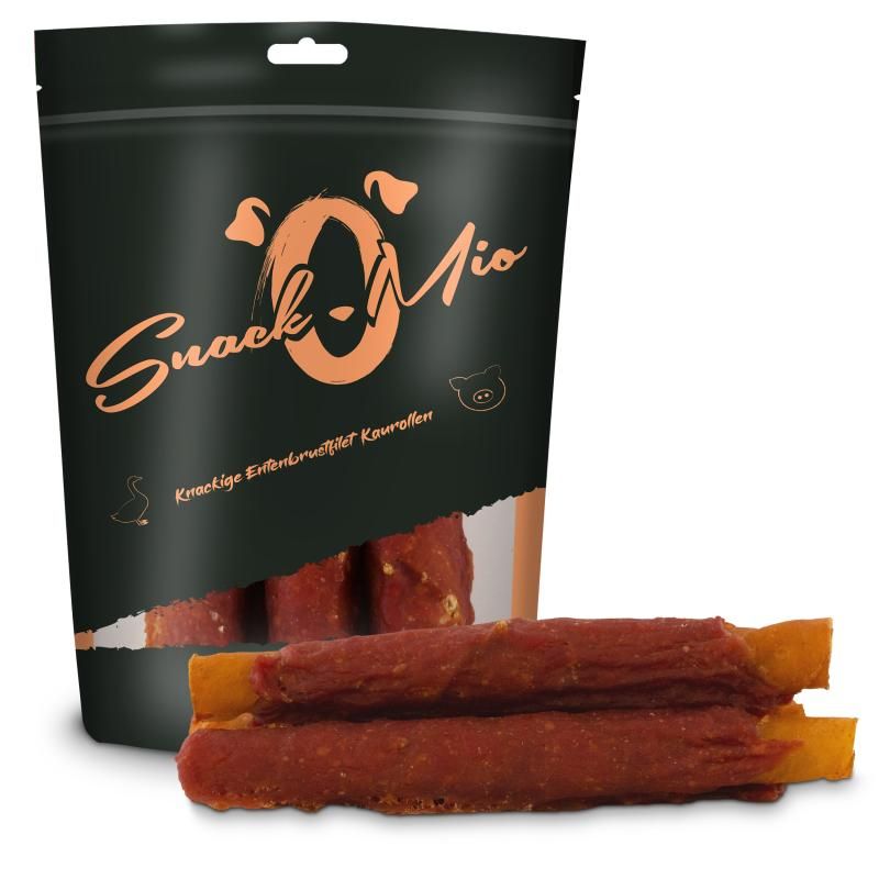 SnackOMio Hundesnack knackige Entenbrustfilet Kaurolle (3 Stück) | 150 g