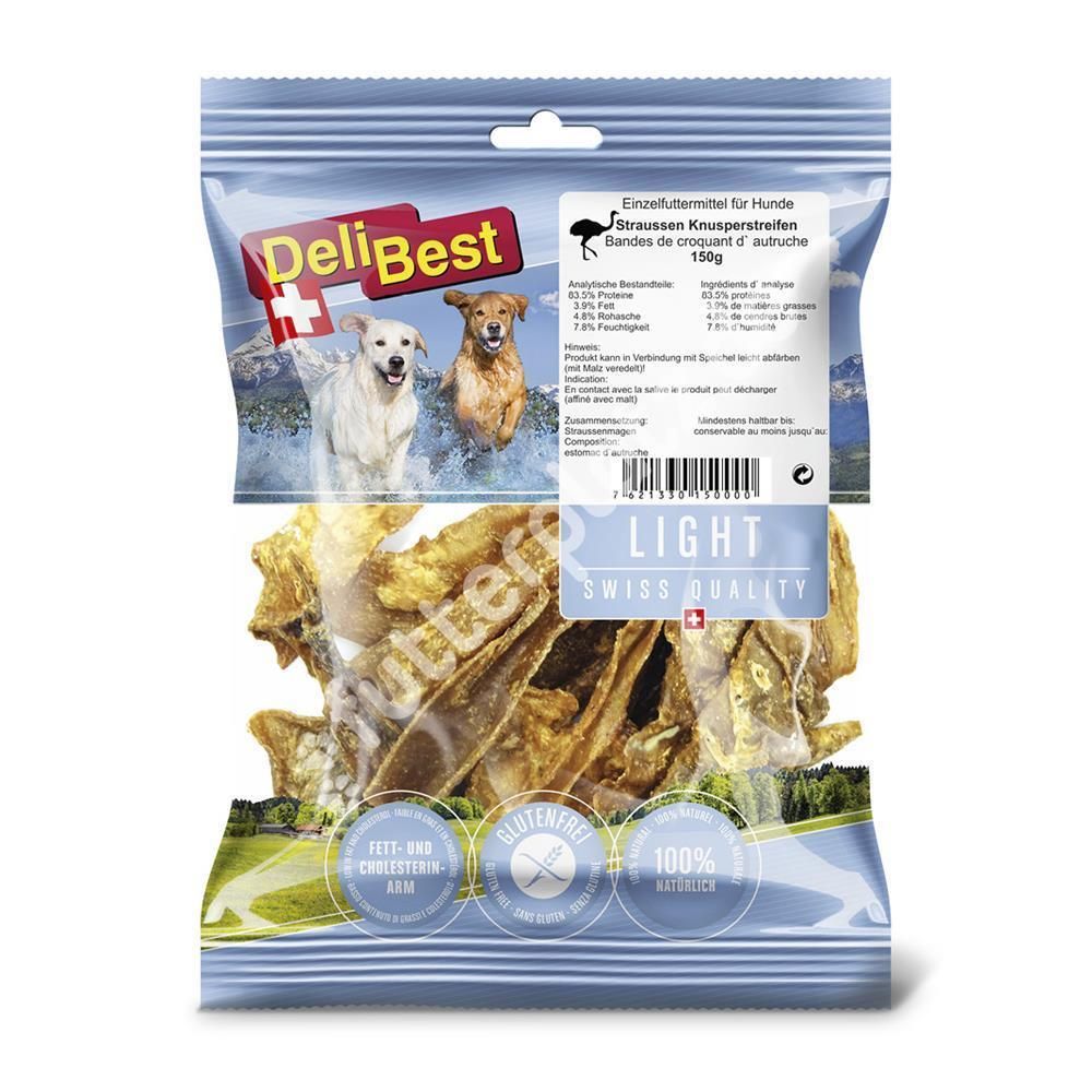 DeliBest Light - Straußen Knusperstreifen | 6 x 150 g